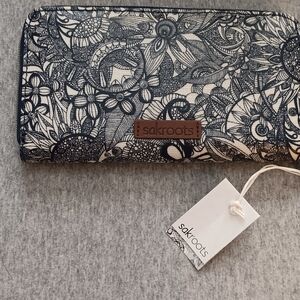 Sakroots Black and White Floral Wallet